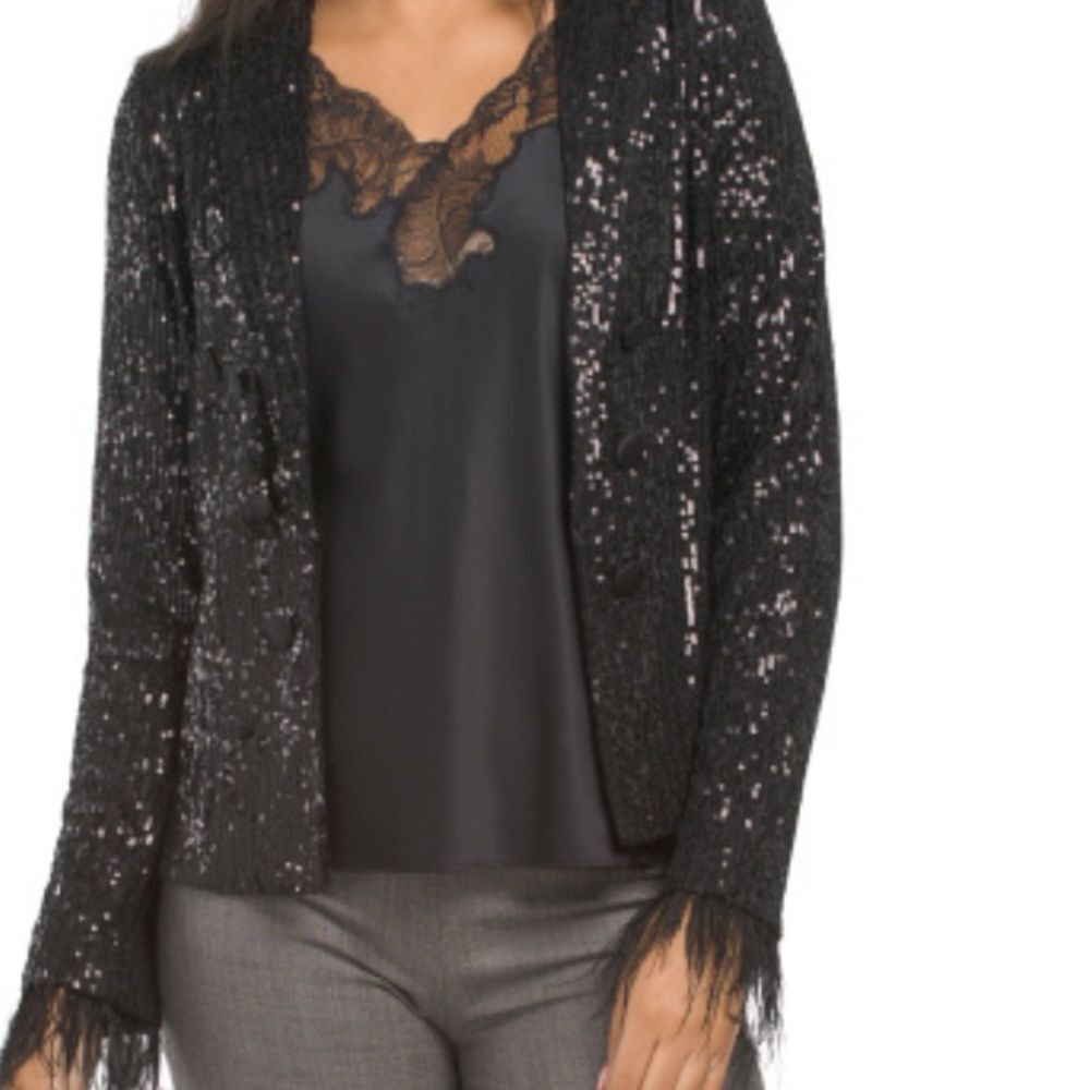 Nanette Lepore Sequin Black Jacket L